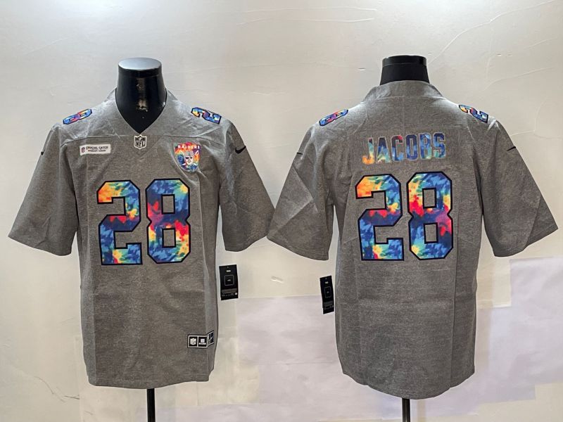 Men Oakland Raiders #28 Jacobs Grey Throwback Rainbow 2024 Nike Limited NFL Jersey style 1->oakland raiders->NFL Jersey